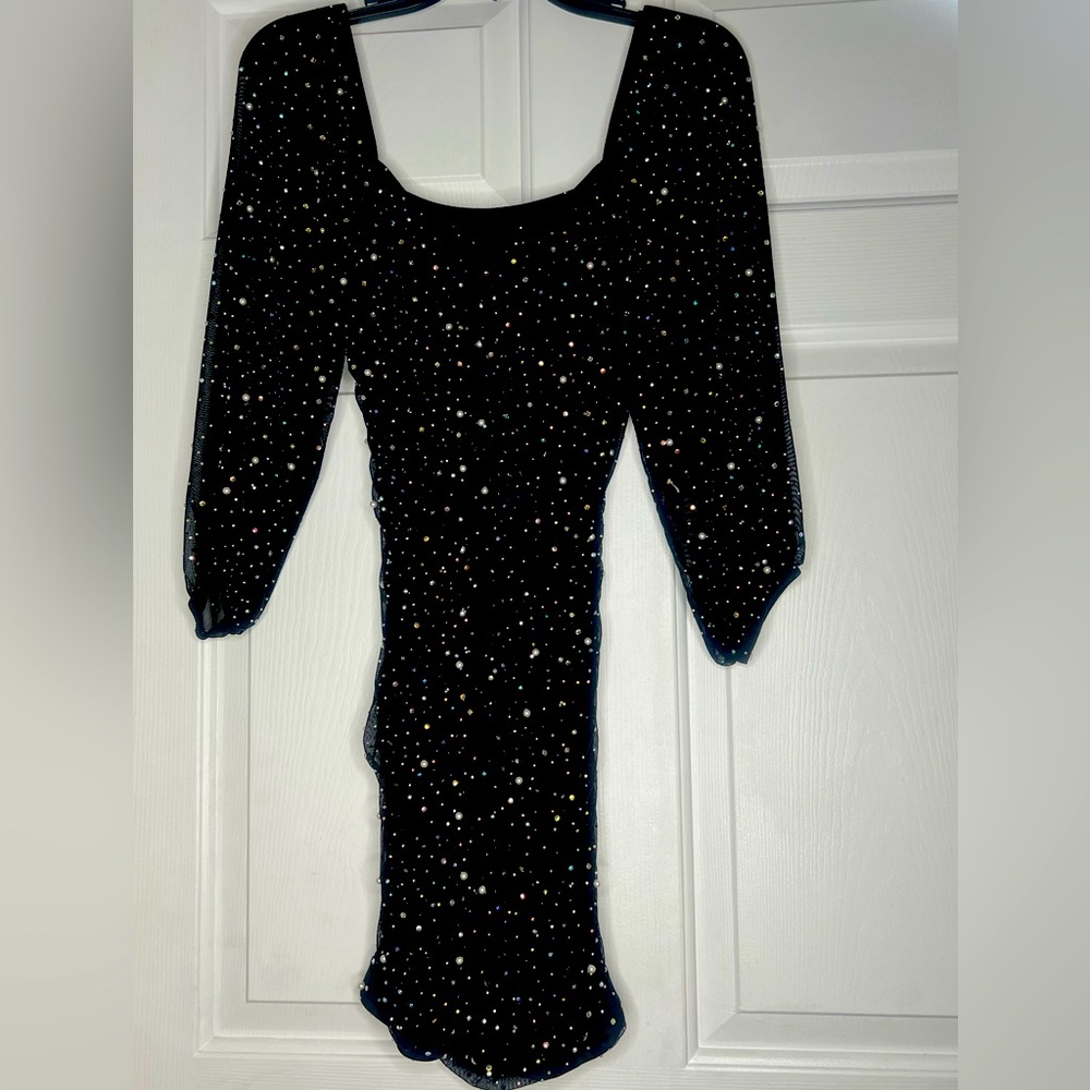 Super cute pearls and rhinestone Elegant Dress.